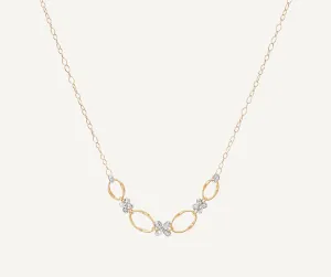 18K Yellow Gold Half Necklace with Diamond Flowers