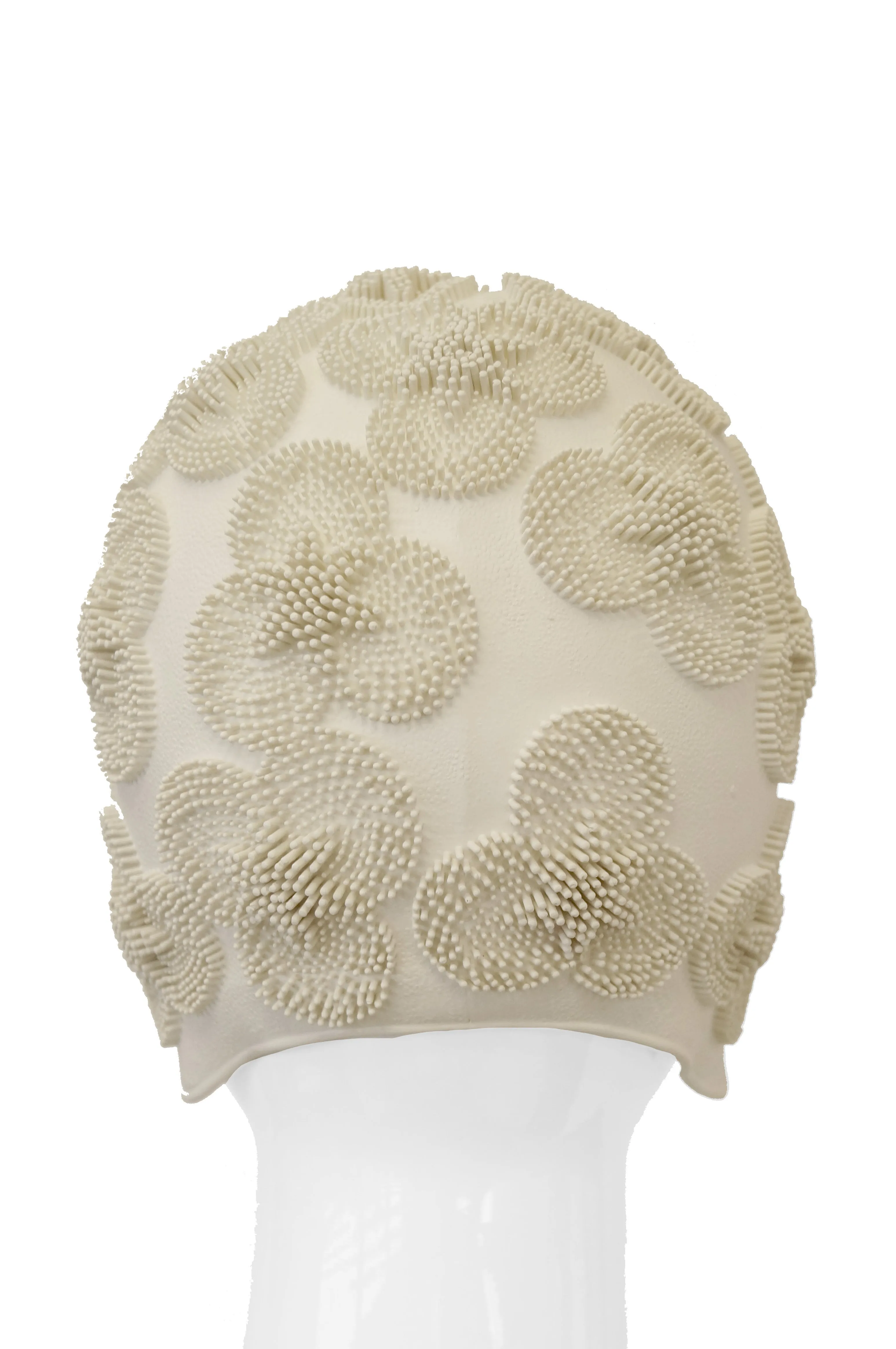 1960s Winter White 3D Flower Burst Swim Cap