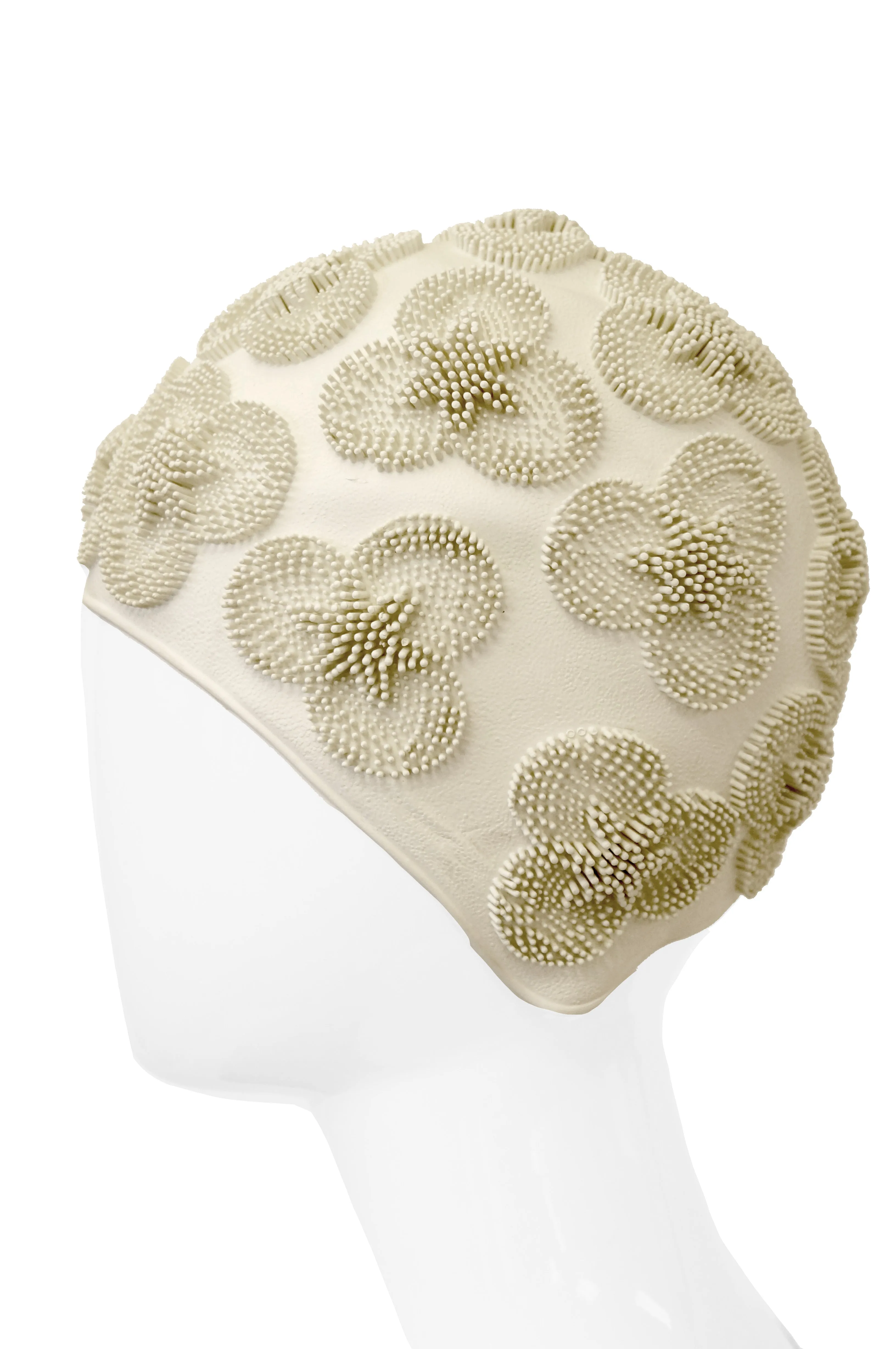 1960s Winter White 3D Flower Burst Swim Cap