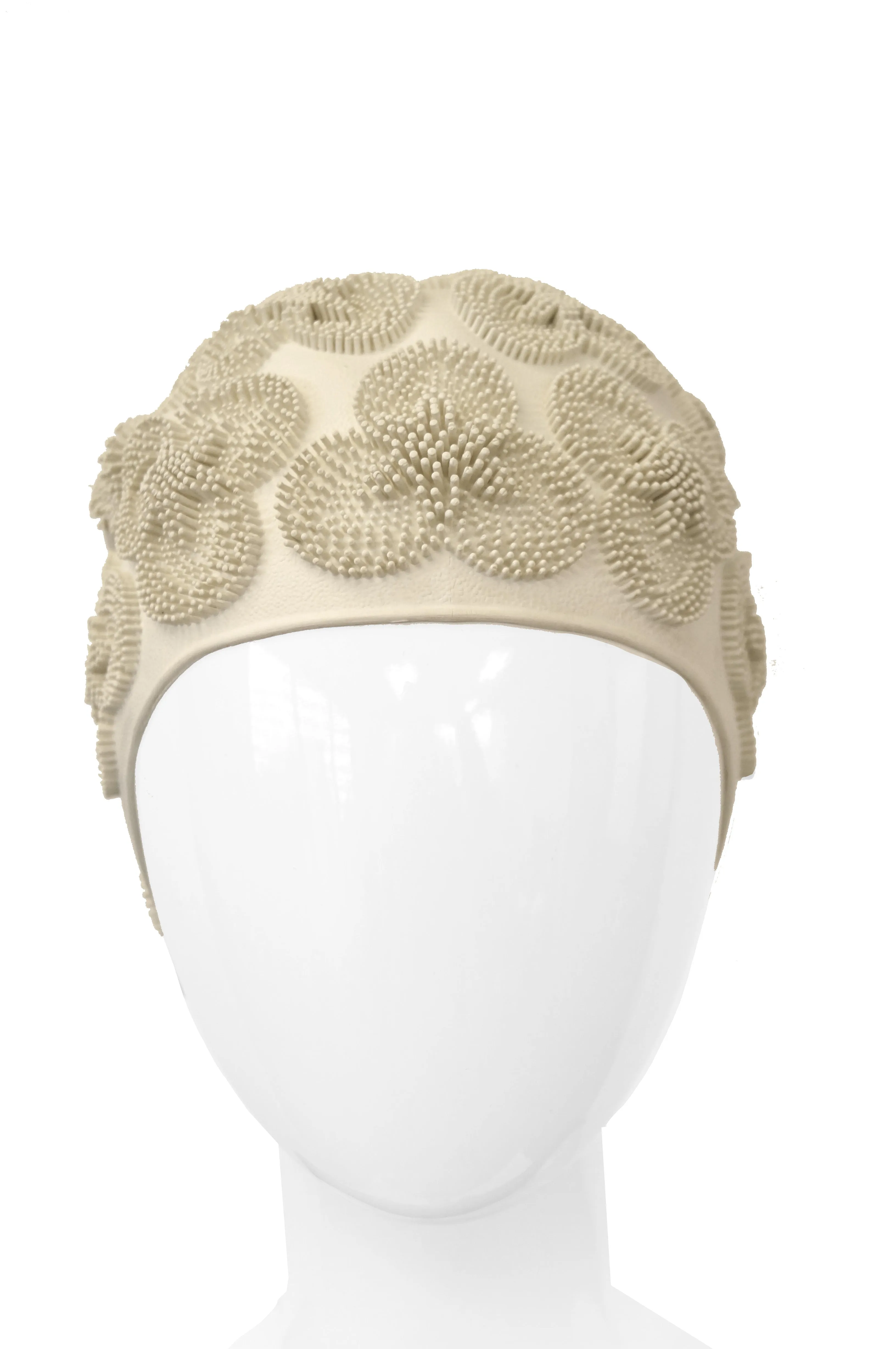 1960s Winter White 3D Flower Burst Swim Cap