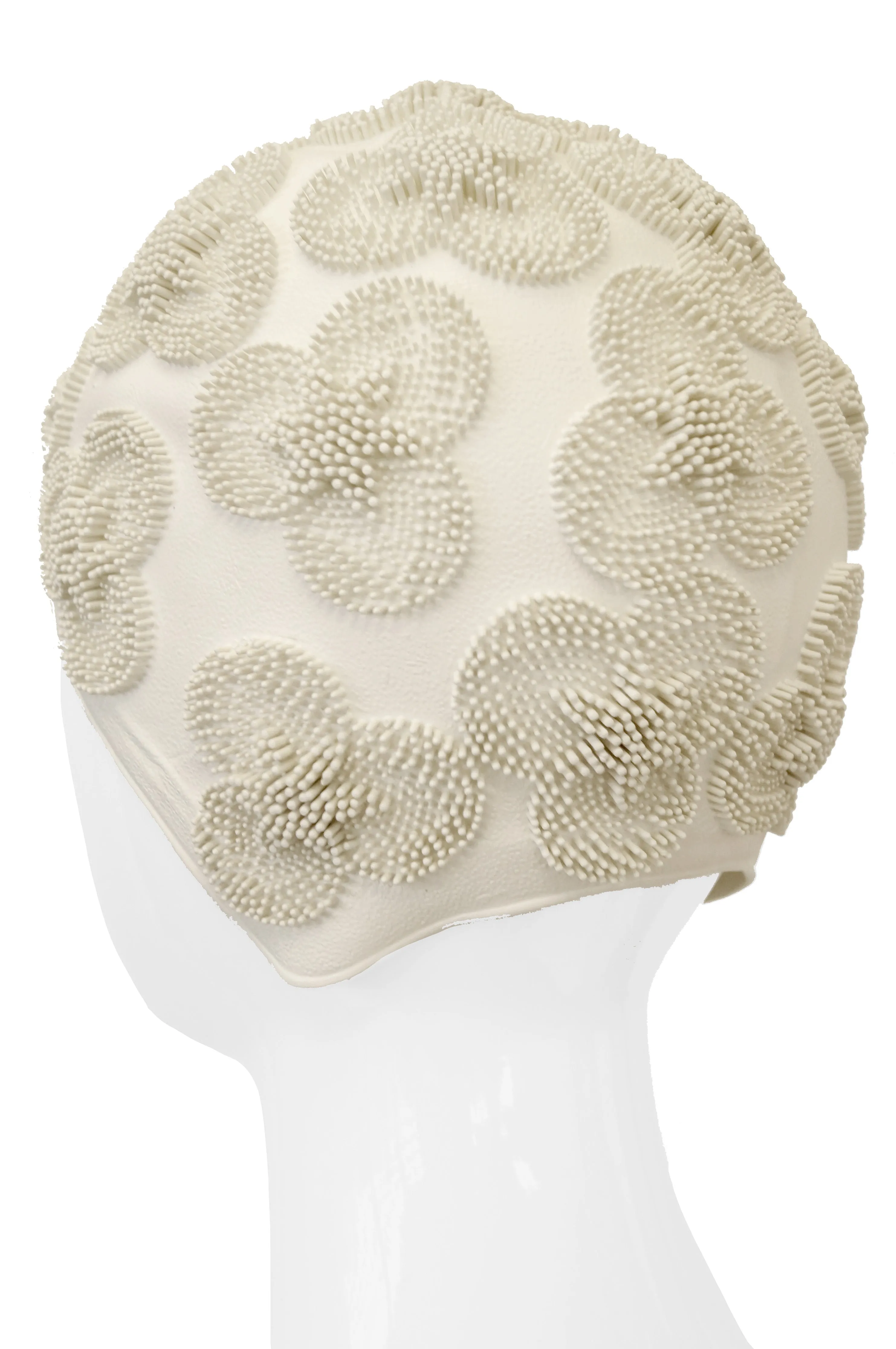 1960s Winter White 3D Flower Burst Swim Cap