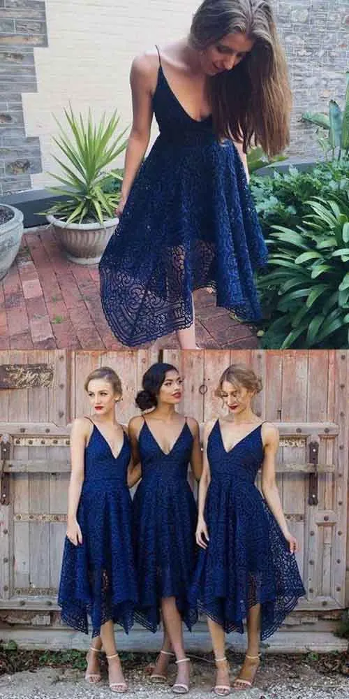 A Line Tea Length Lace Bridesmaid Dress Lace Party Dress