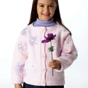 Bernat Knit Cardigan With Lazy Daisies