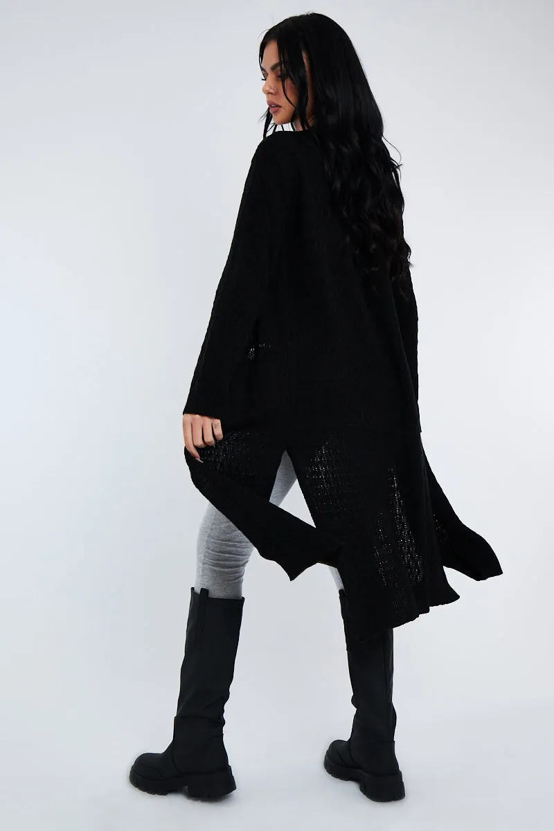 Black Long Knit Cardigan - Shola