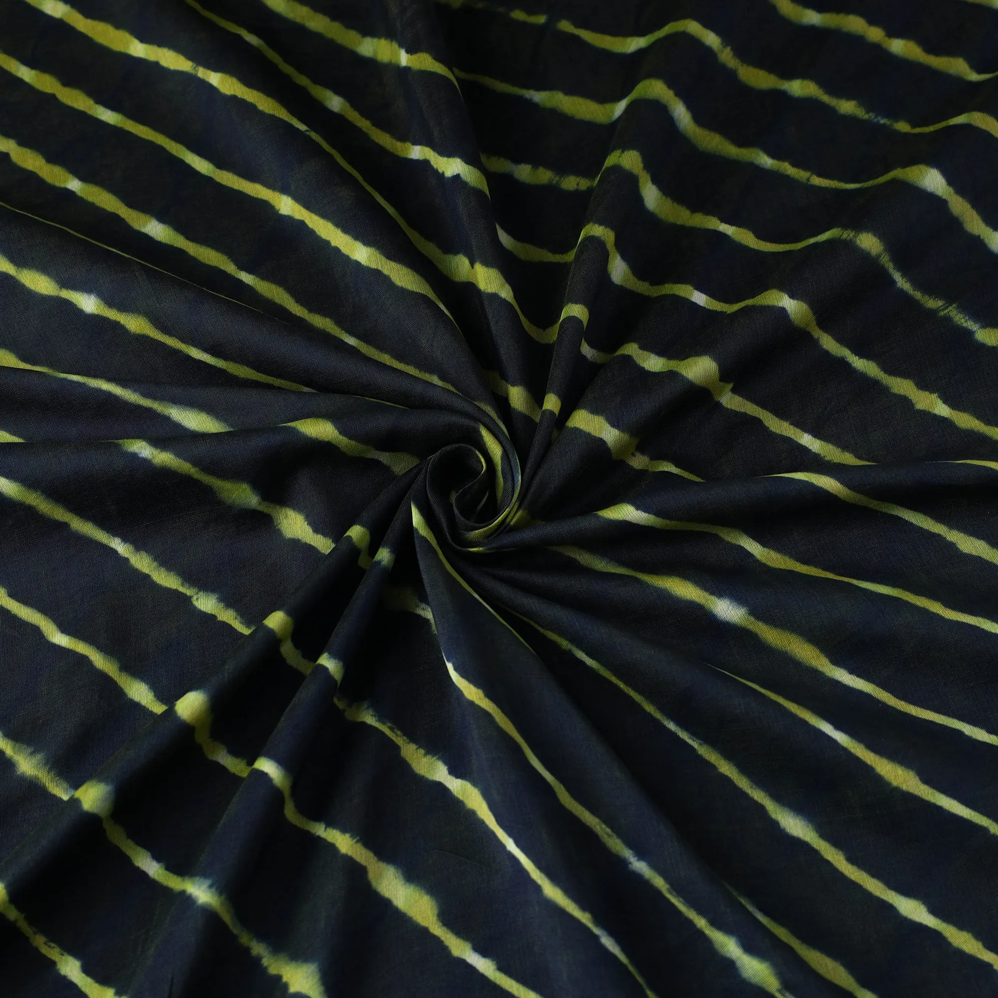 Black - Multicolour Leheriya Tie-Dye Chanderi Silk Fabric 09