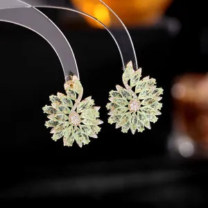 Blue zircon inlaid small fresh earrings S925 silver needle flower earrings