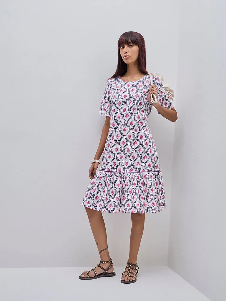 Bombay Paisley Multicolour Printed Cotton A-Line Dress