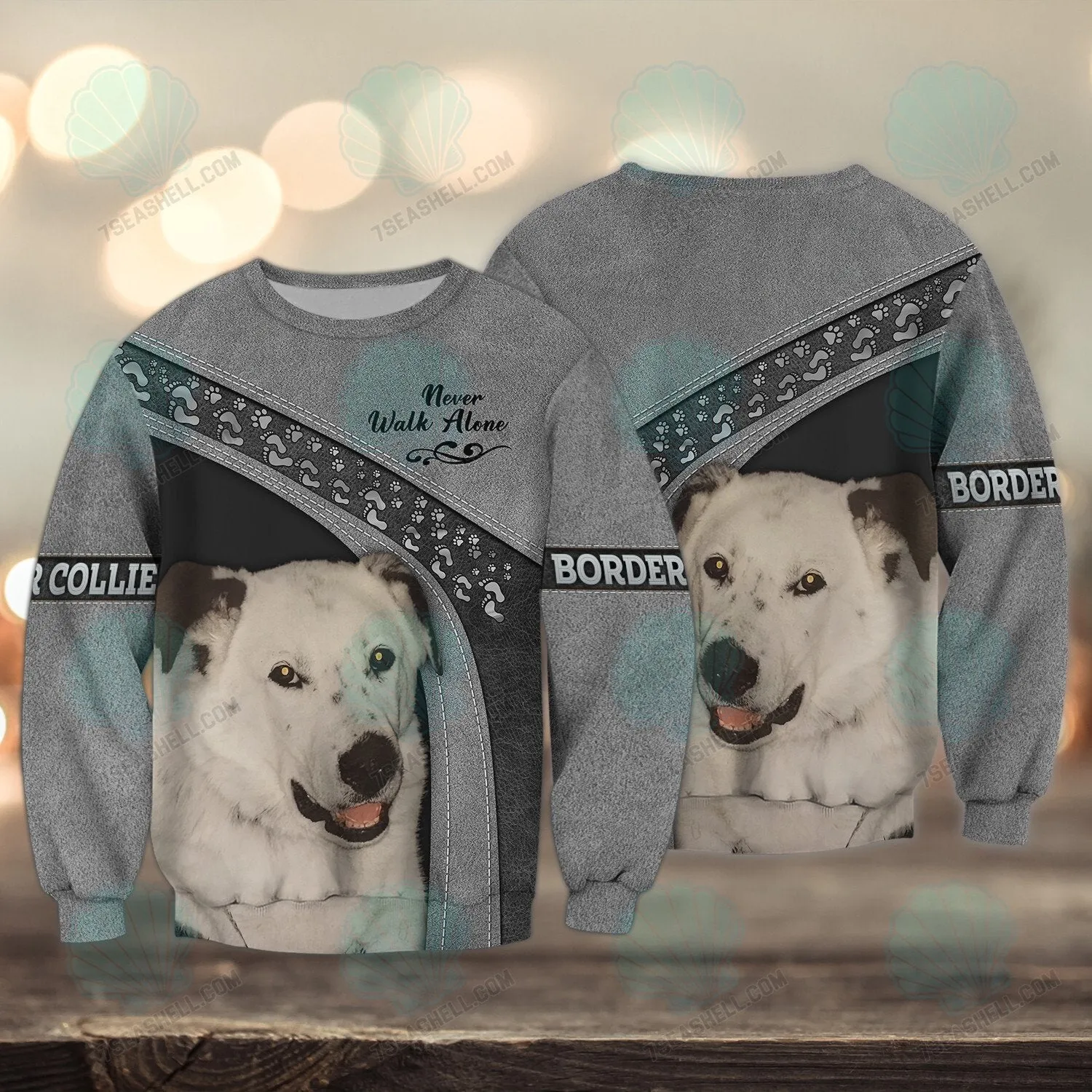 Border Collie Grey Never Walk Alone 3D Full Print Sweatshirt Shirts, Gift for Loss of Dog Christmas