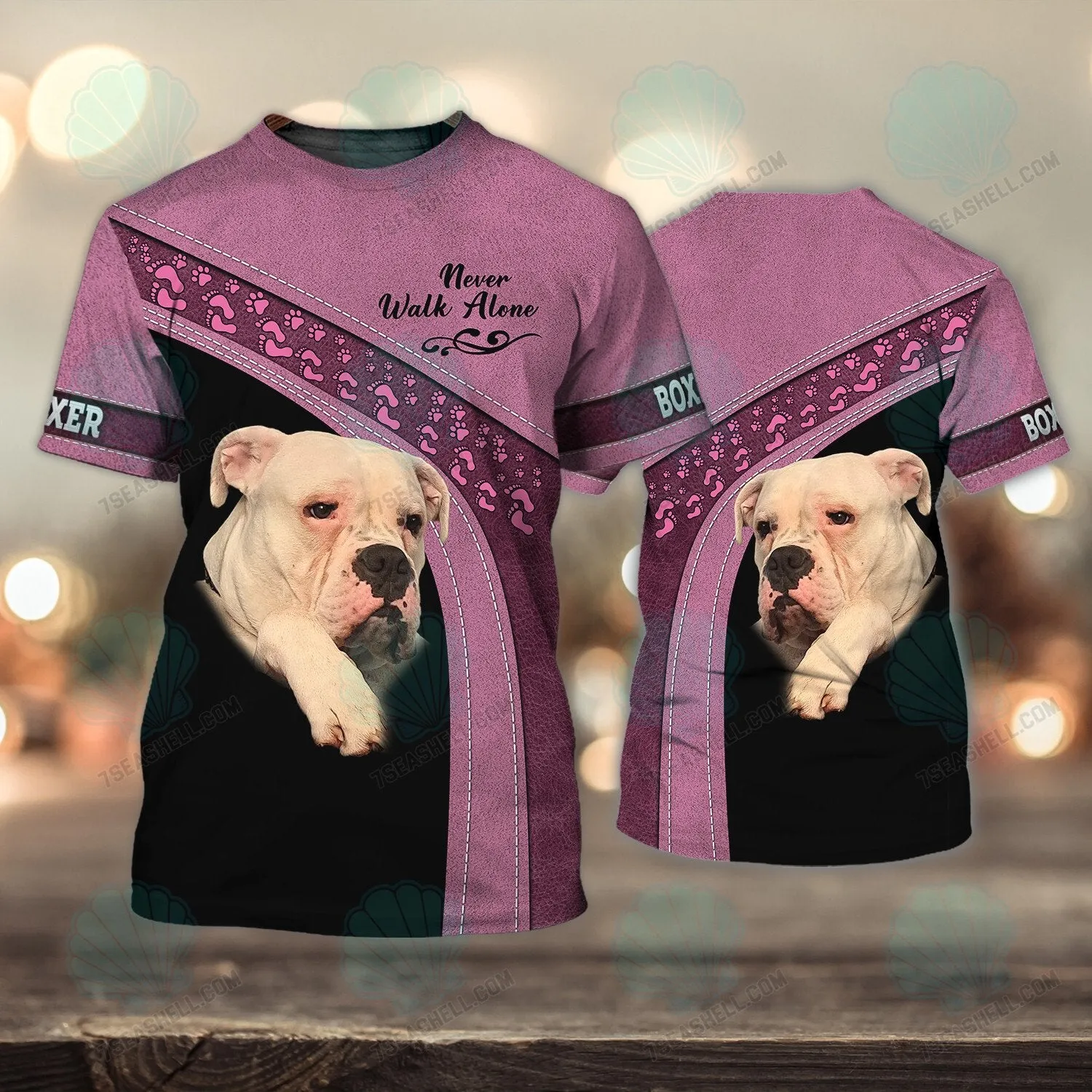 Boxer Love Pink Never Walk Alone 3D Full Print Shirts, Christmas Dog Memorial Gifts for loss of Dog