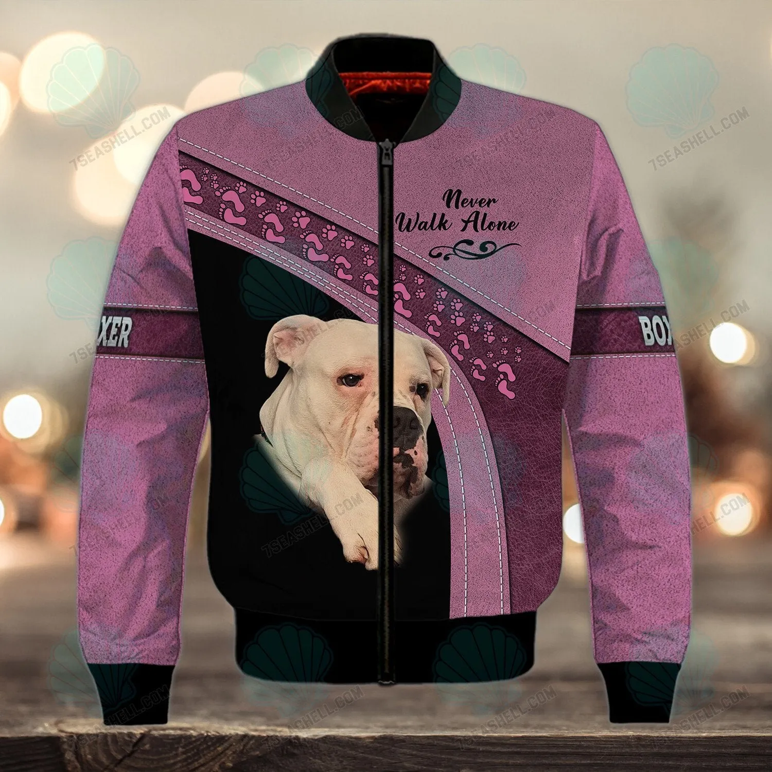 Boxer Love Pink Never Walk Alone 3D Full Print Shirts, Christmas Dog Memorial Gifts for loss of Dog