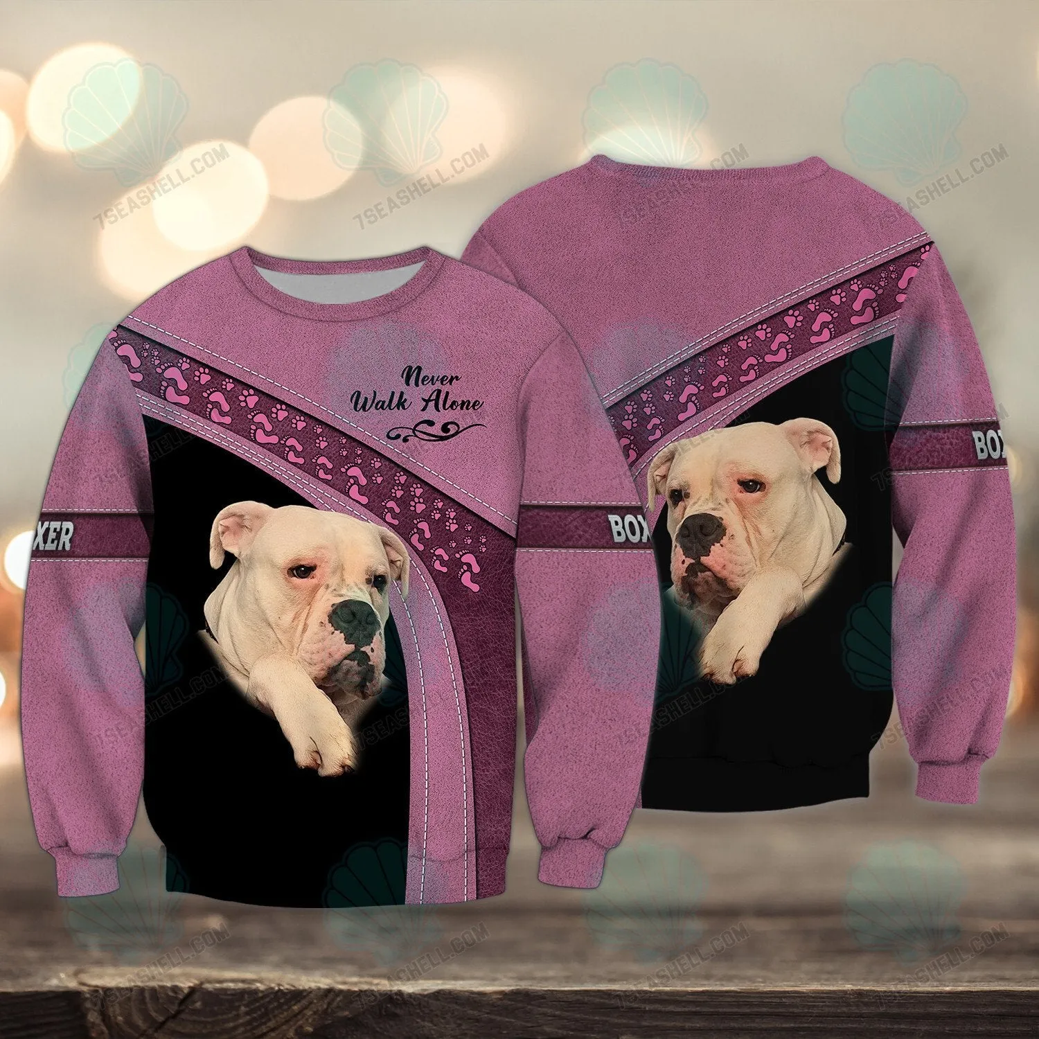 Boxer Love Pink Never Walk Alone 3D Full Print Shirts, Christmas Dog Memorial Gifts for loss of Dog