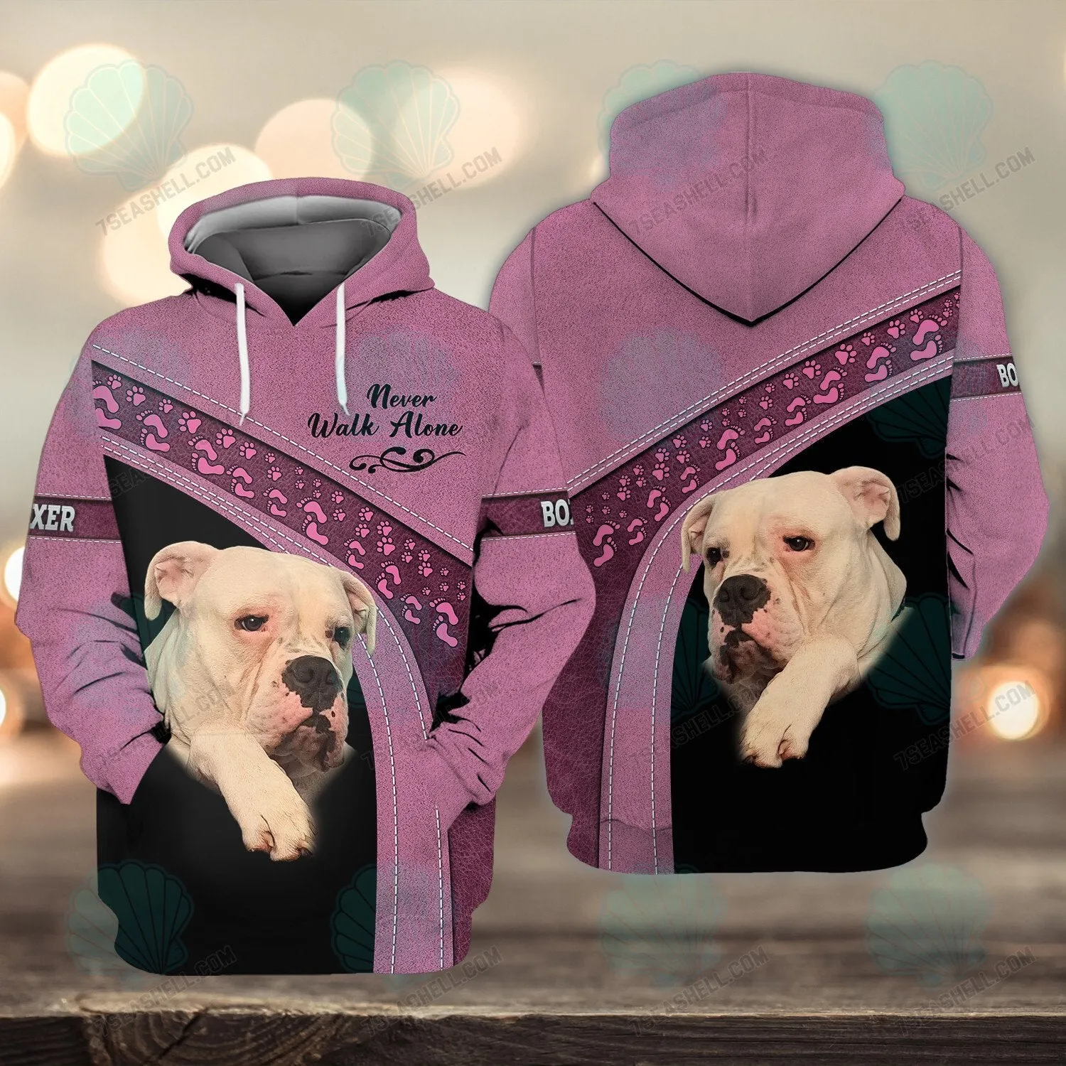 Boxer Love Pink Never Walk Alone 3D Full Print Shirts, Christmas Dog Memorial Gifts for loss of Dog