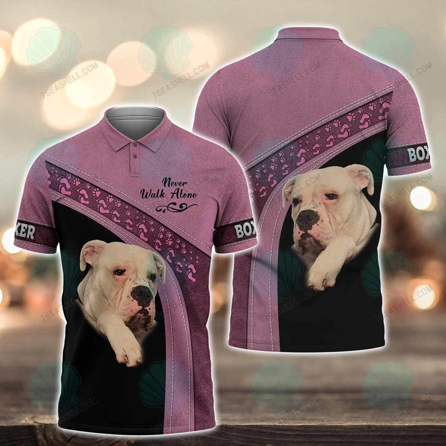 Boxer Love Pink Never Walk Alone 3D Full Print Shirts, Christmas Dog Memorial Gifts for loss of Dog