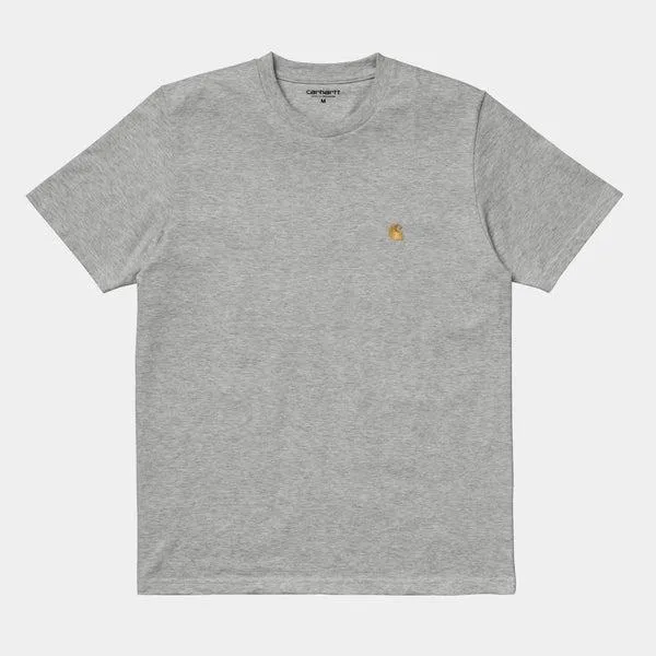 Carhartt WIP S/S Chase T-Shirt Grey Heather - Gold