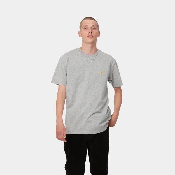 Carhartt WIP S/S Chase T-Shirt Grey Heather - Gold