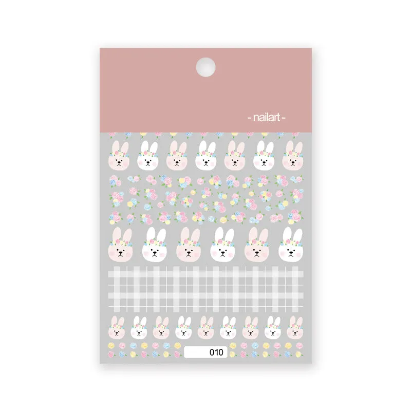 cartoon bear and rabbit star flower puppy 3d three-dimensional nail sticker #s0689