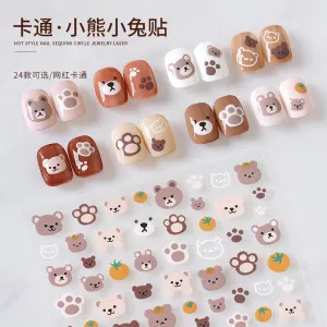 cartoon bear and rabbit star flower puppy 3d three-dimensional nail sticker #s0689