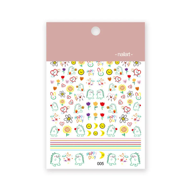 cartoon bear and rabbit star flower puppy 3d three-dimensional nail sticker #s0689