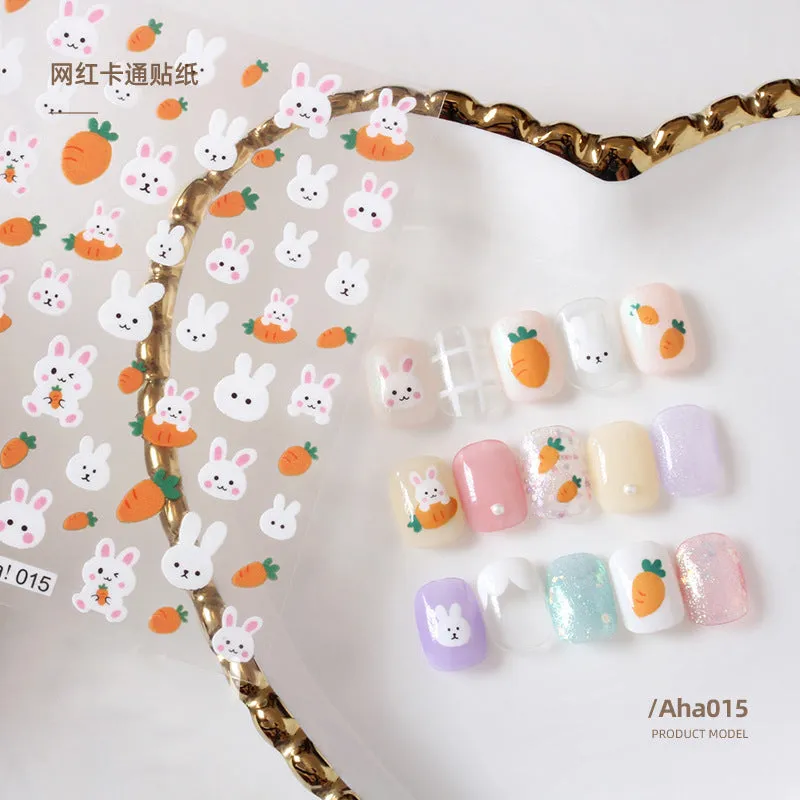 cartoon bear and rabbit star flower puppy 3d three-dimensional nail sticker #s0689