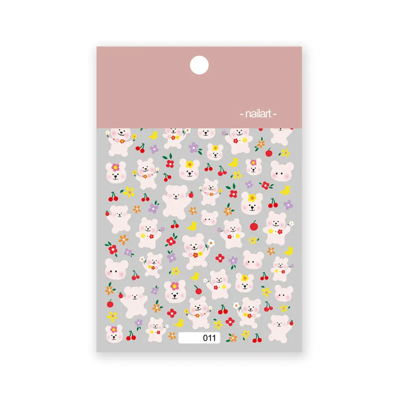 cartoon bear and rabbit star flower puppy 3d three-dimensional nail sticker #s0689