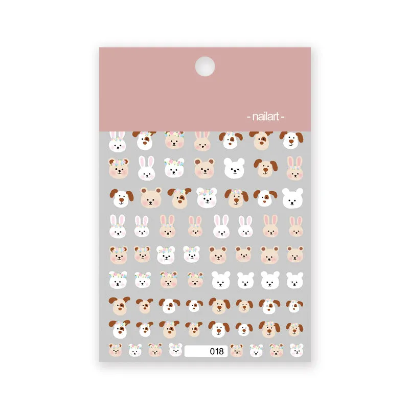 cartoon bear and rabbit star flower puppy 3d three-dimensional nail sticker #s0689