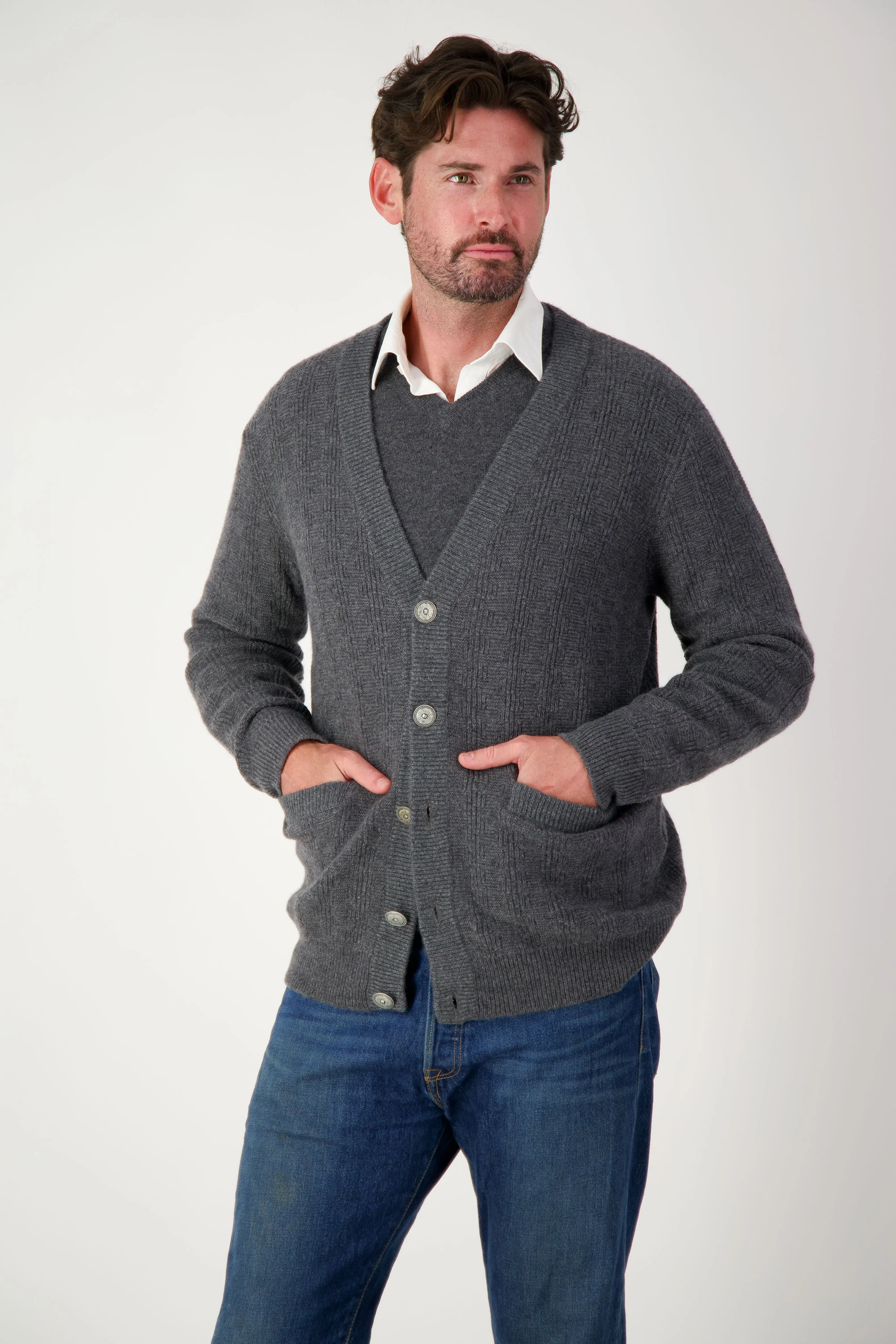 Cashmere Crosshatch Cardigan