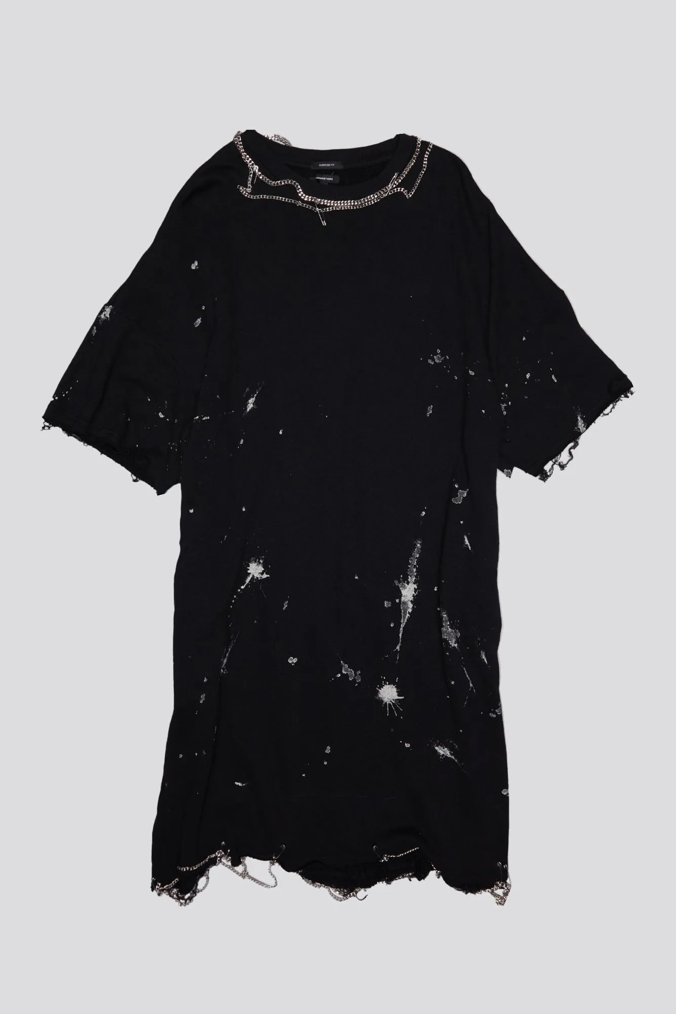 CHAIN EMBELLISHED SHIRTDRESS - SPLATTERED BLACK