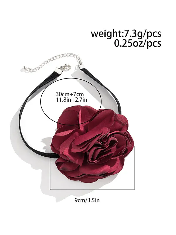 Chains Solid Color Three-Dimensional Flower Necklaces Accessories