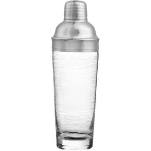 Clear Glass Martini Cocktail Bar Shaker with Swirl Accent, Drink Mixer - 21 ounces