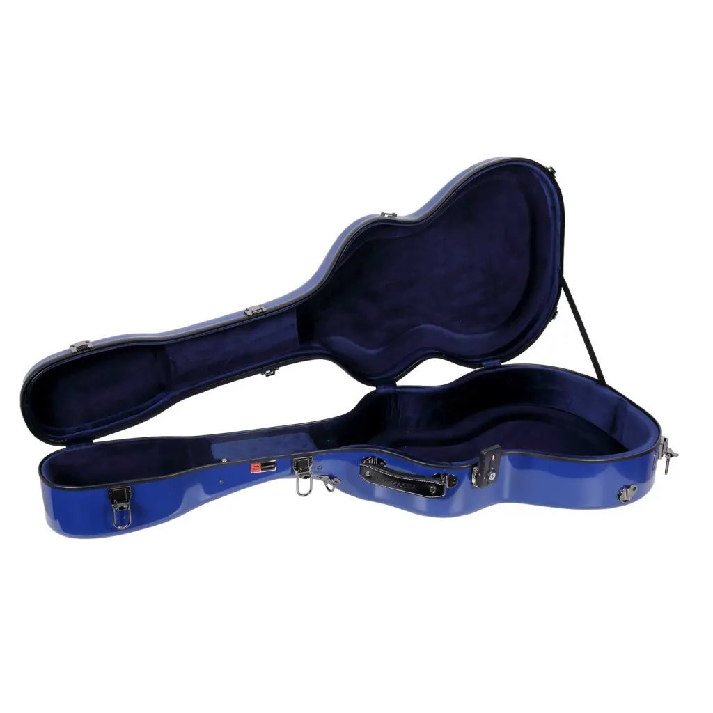 Crossrock CRF2021OMNVBL Acoustic Guitar Fiberglass Case for Martin OM/000 Guitar - Navy Blue