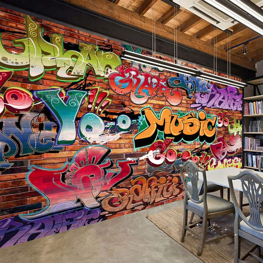 Custom Size Brick Graffiti Art Wallpaper Mural (㎡)