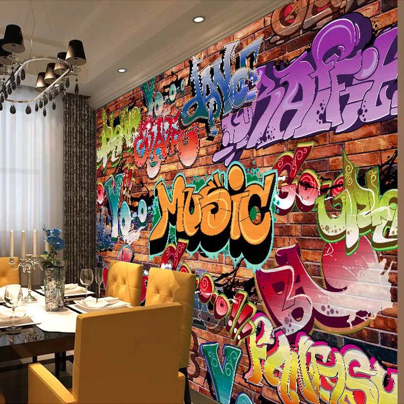 Custom Size Brick Graffiti Art Wallpaper Mural (㎡)