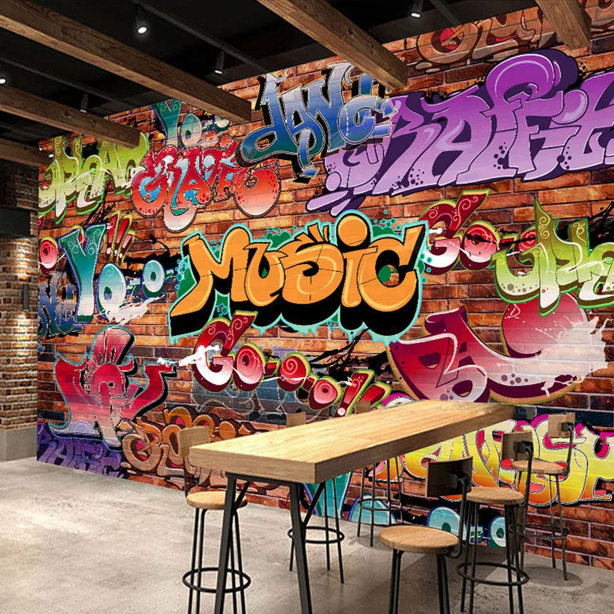 Custom Size Brick Graffiti Art Wallpaper Mural (㎡)