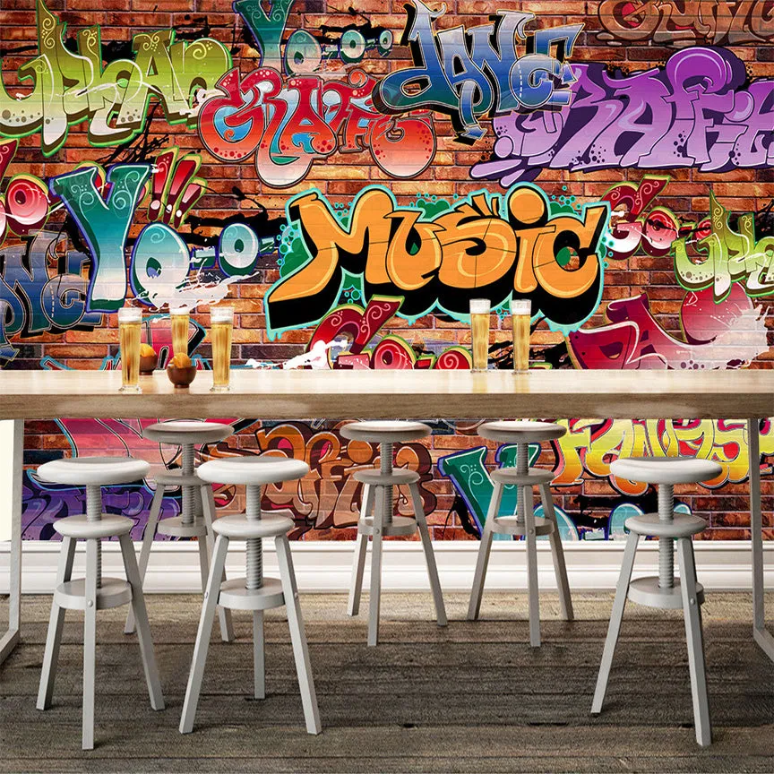 Custom Size Brick Graffiti Art Wallpaper Mural (㎡)