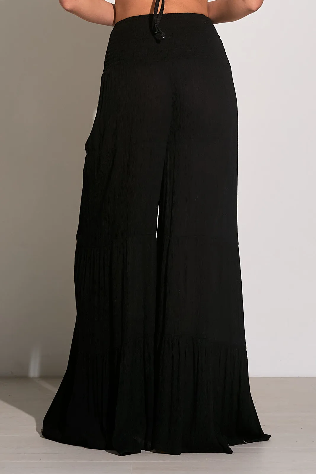 Elan Black Wide Leg Tier Pants