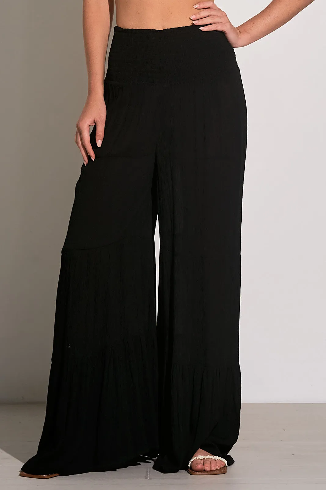 Elan Black Wide Leg Tier Pants