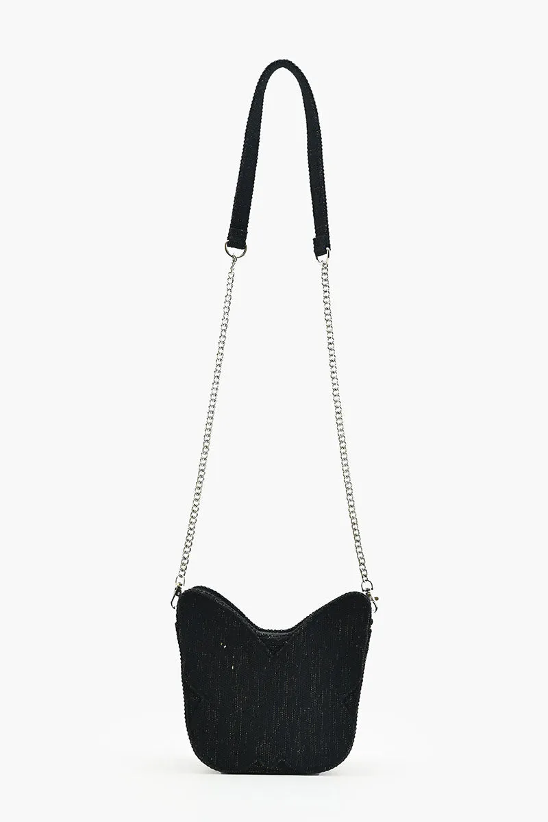 Embellished Butterfly Shaped Crossbody Bag