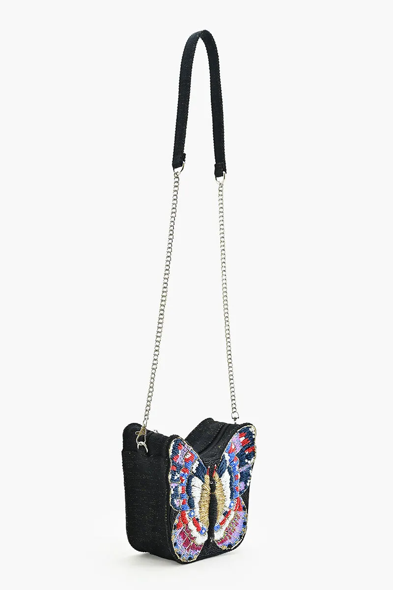 Embellished Butterfly Shaped Crossbody Bag