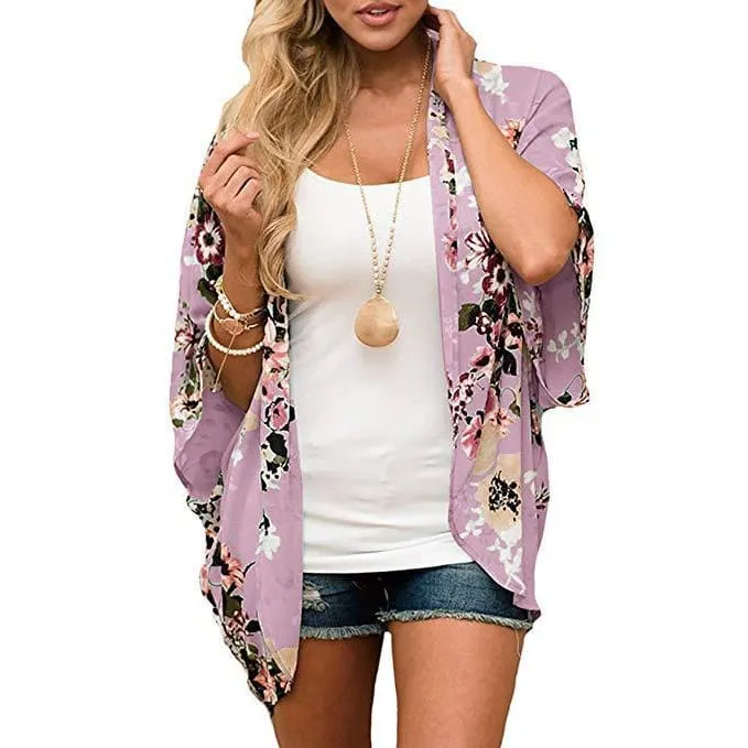 Floral Print Boho Shawl Cardigan