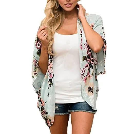 Floral Print Boho Shawl Cardigan