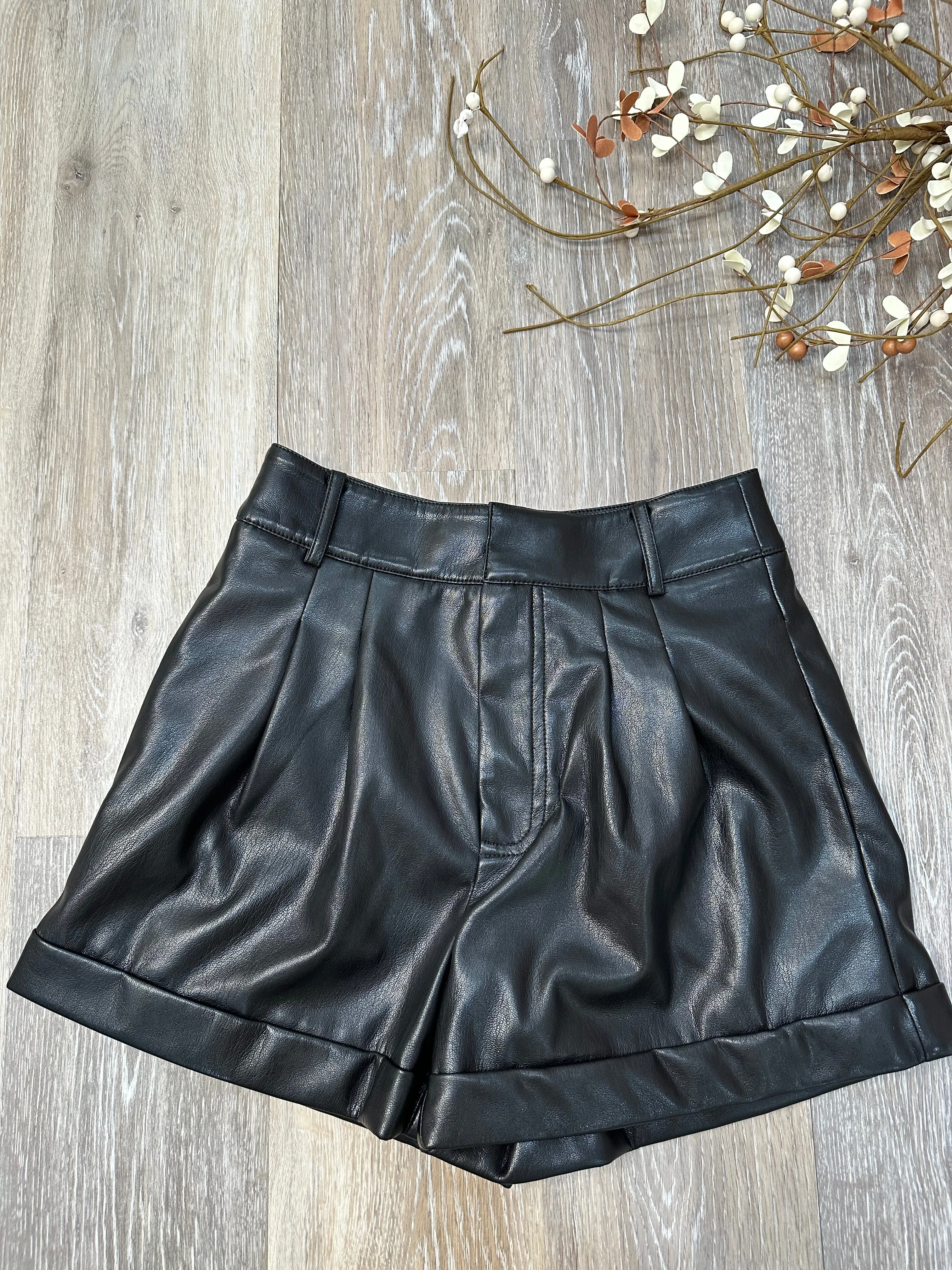 GEN Georgie Vegan Leather Shorts in Black