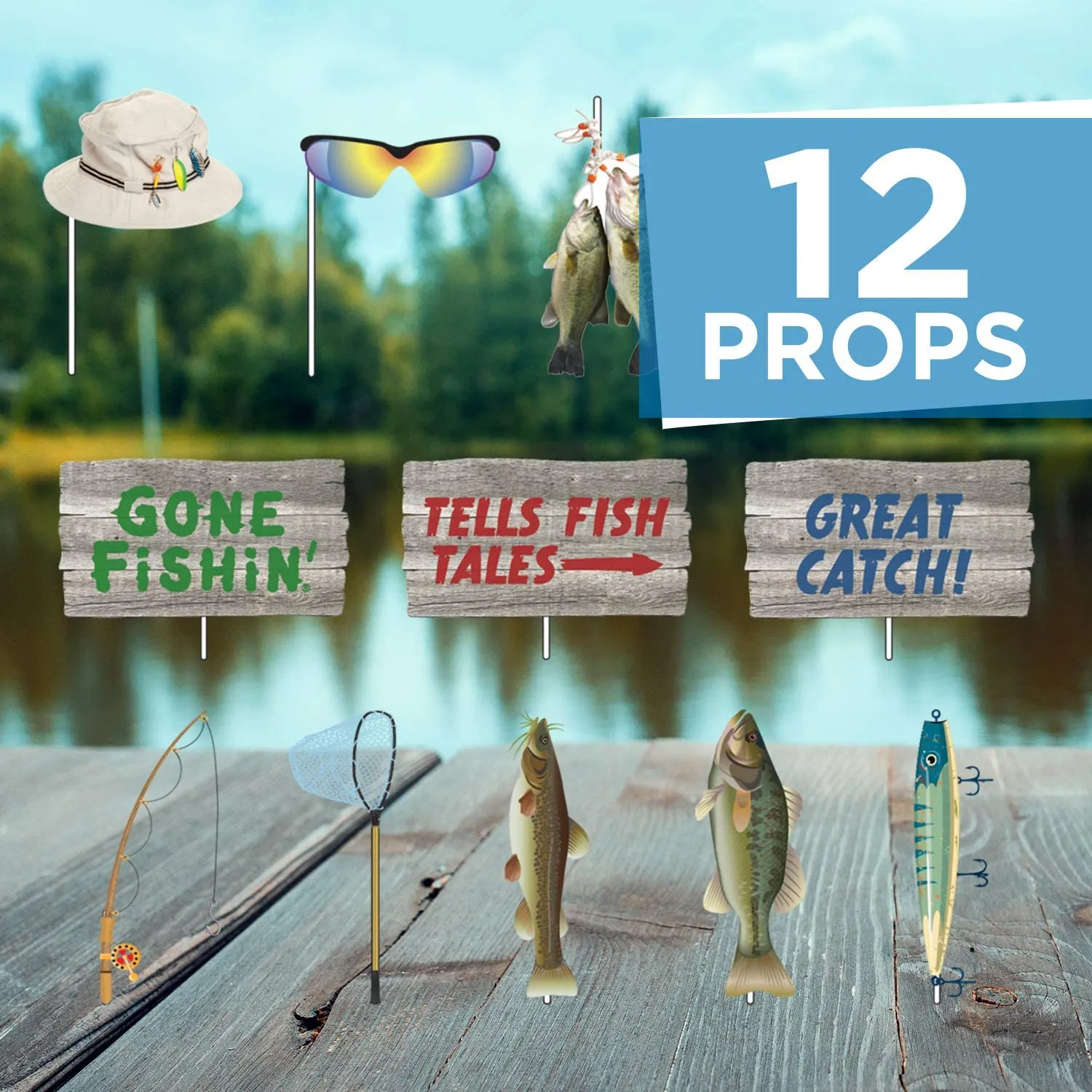 Gone Fishin Photo Props 12pk | 1ct