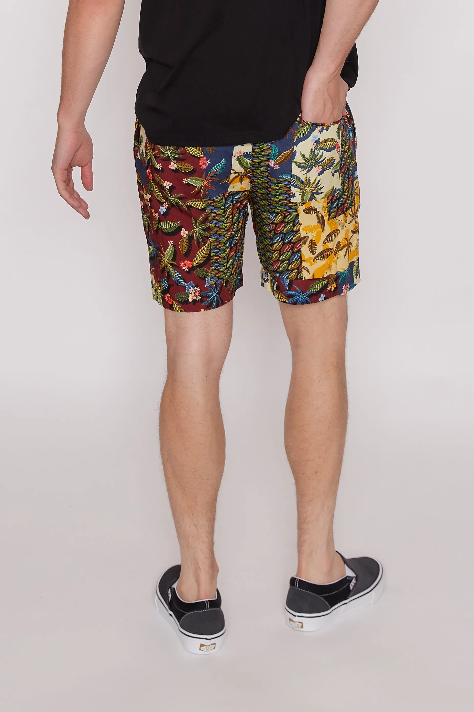 Hampton Drive Patchwork Print Fabric Shorts