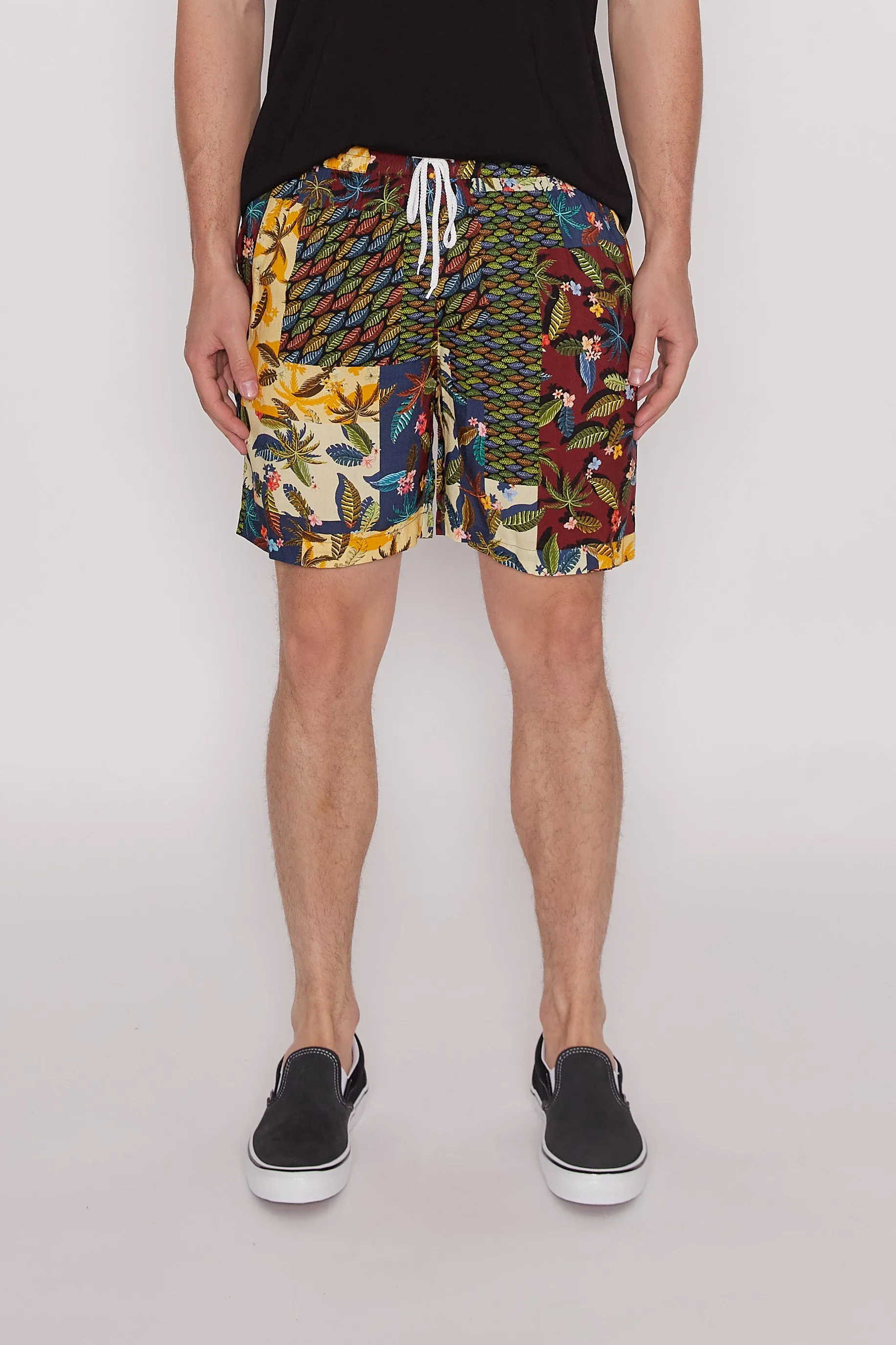 Hampton Drive Patchwork Print Fabric Shorts