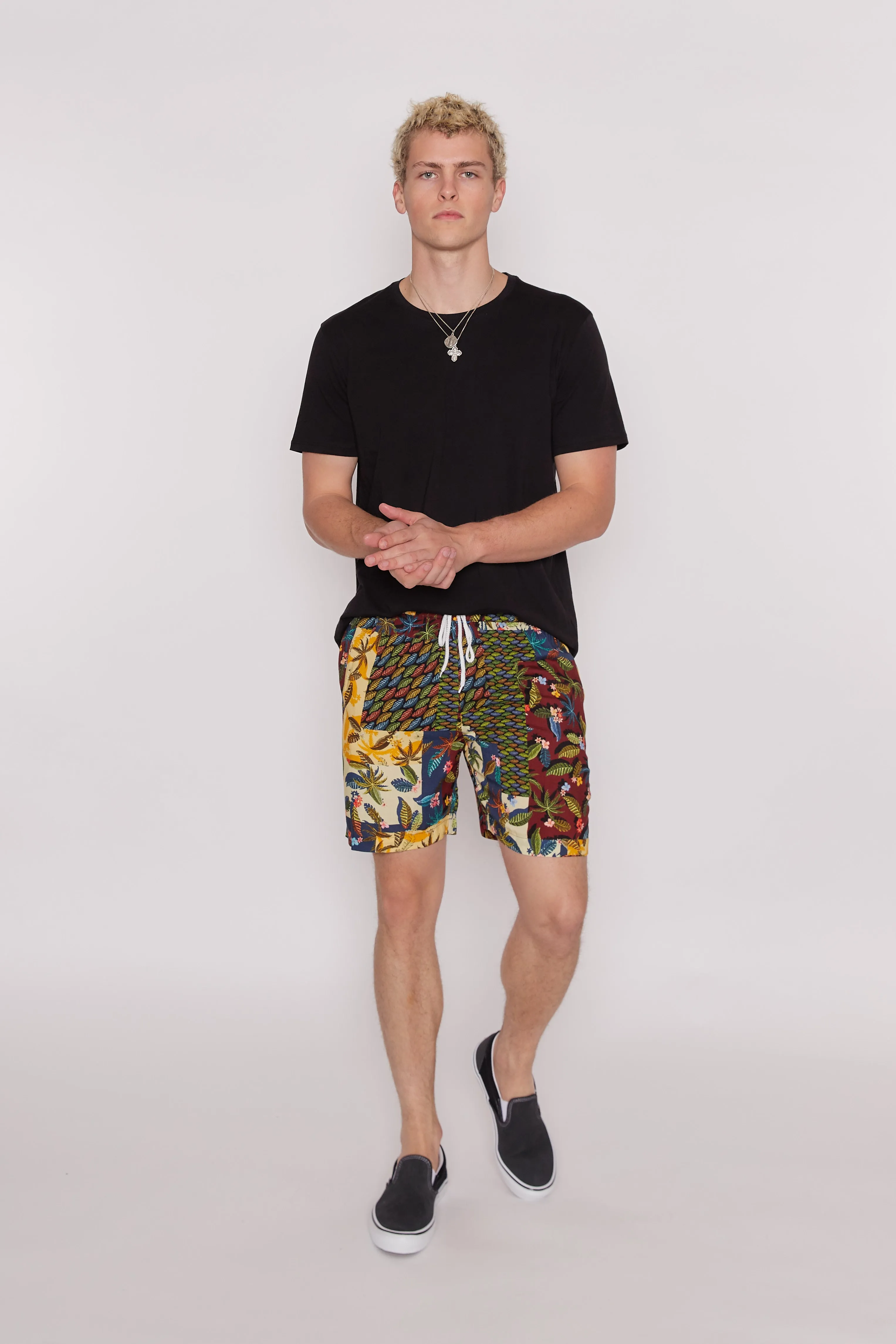 Hampton Drive Patchwork Print Fabric Shorts