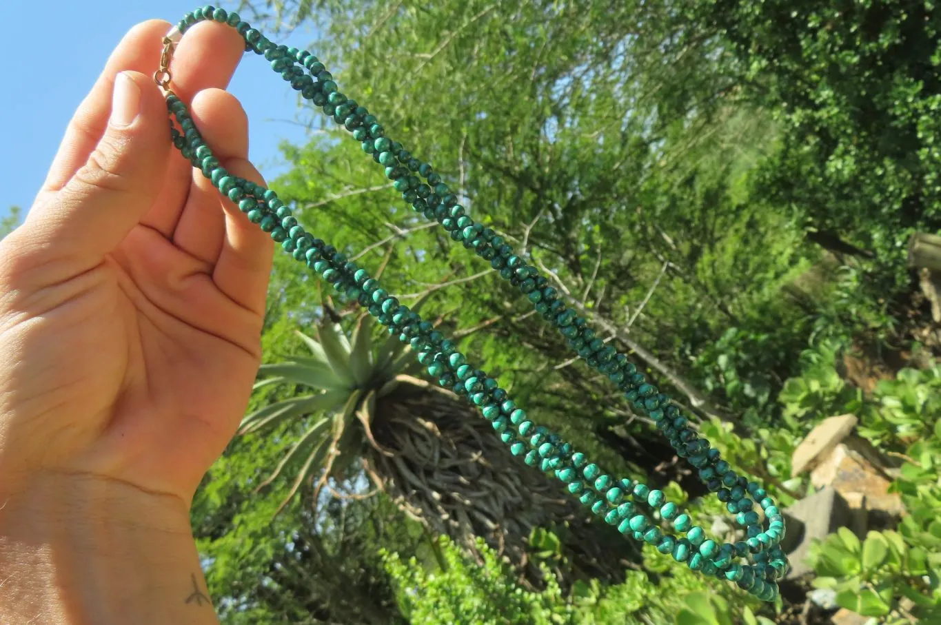 Hand Made Flower Malachite Necklaces x 2 From Congo