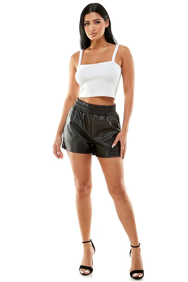 High Waist Faux Leather Short