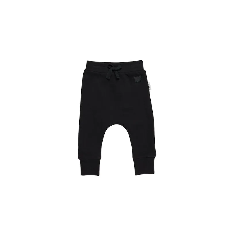 Huxbaby Black Drop Crotch Pant Fleece