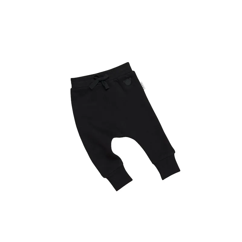 Huxbaby Black Drop Crotch Pant Fleece