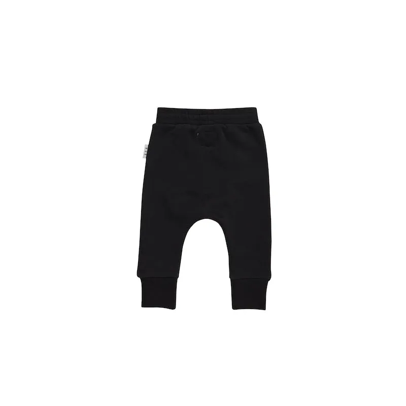 Huxbaby Black Drop Crotch Pant Fleece